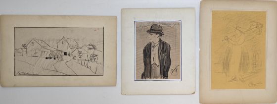 Henry J Glintenkamp (American, 1887-1946), a collection of 3 drawings on paper mounted on board,