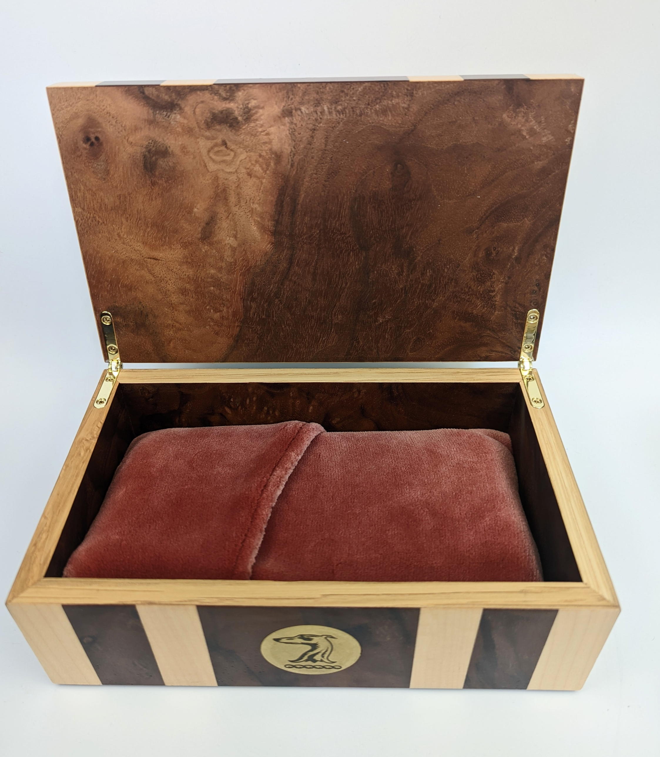 A Connaught (Hotel) cigar exchange box, Deco style with burr walnut veneer, H.7cm L.20cm D.12cm - Image 4 of 5