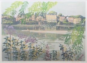 Anne Hickmott (b.1935), The Lone Sculler, Barnes, London, lithograph, signed in pencil, numbered out