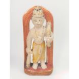 An Indian Hindu carved alabaster Deity figure holding a bow and mace, probably Rama, India, H.17cm