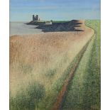 Keith New (British, b.1926), Cliff Path to Reculver, pastel and acrylic,signed, H.122cm W.102cm