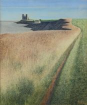 Keith New (British, b.1926), Cliff Path to Reculver, pastel and acrylic,signed, H.122cm W.102cm