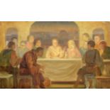 20th century British School, The Last Supper, oil on canvas, H.33cm W.54cm