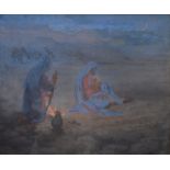 Estella Canziani (British, 1887-1964), The Nativity, two figures in the desert, watercolour and