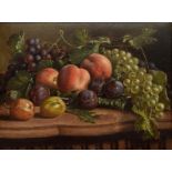 19th century Continental School, still life of fruit, oil on canvas, indistinctly signed lower