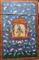 A mid 20th century Famous Nathawara Temple pichwai depicting Krishna with Gopies in lotus pond L.