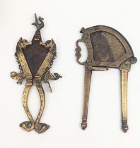 Two 19th century Indian brass betel nut cutters