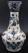 A 19th century Ottoman Turkish Kutahiya pottery vase, H.24.5cm