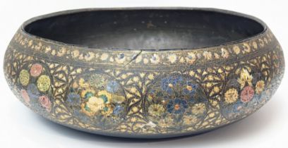 A Kashmiri papier-mache bowl, D.34cm