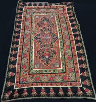 A fine large 19th century Persian rasht embroidered textile, 210cm x 140cm