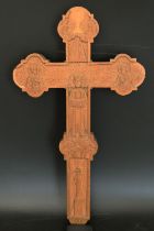 A finely carved 18-19th century possibly Ottoman Greek (Mount Athos) wooden hand cross