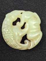 An 18th century Chinese jade carving of a pangolin and a rabbit, D.5cm