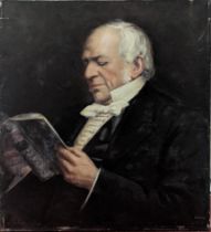 19th century British School, portrait of a gentleman reading, oil on canvas, signed lower left