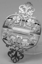 An unusual Edwardian silver belt buckle with Irish Shamrock design, hallmarked Sheffield 1900, maker
