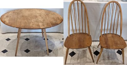 Ercol drop leaf dining table and 2 chairs