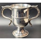 A George III silver twin handled cup, London hallmarks, 400g,