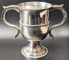 A George III silver twin handled cup, London hallmarks, 400g,