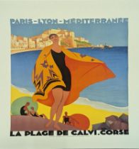 La Plage de Calvi Corse poster, 70cm x 50cm