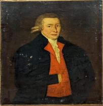 18th century Continental School, portrait of a gentleman with a red undergarment, oil on canvas, H.