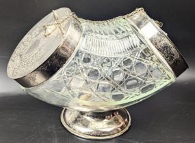 An Edwardian silver plated and glass twin lid container