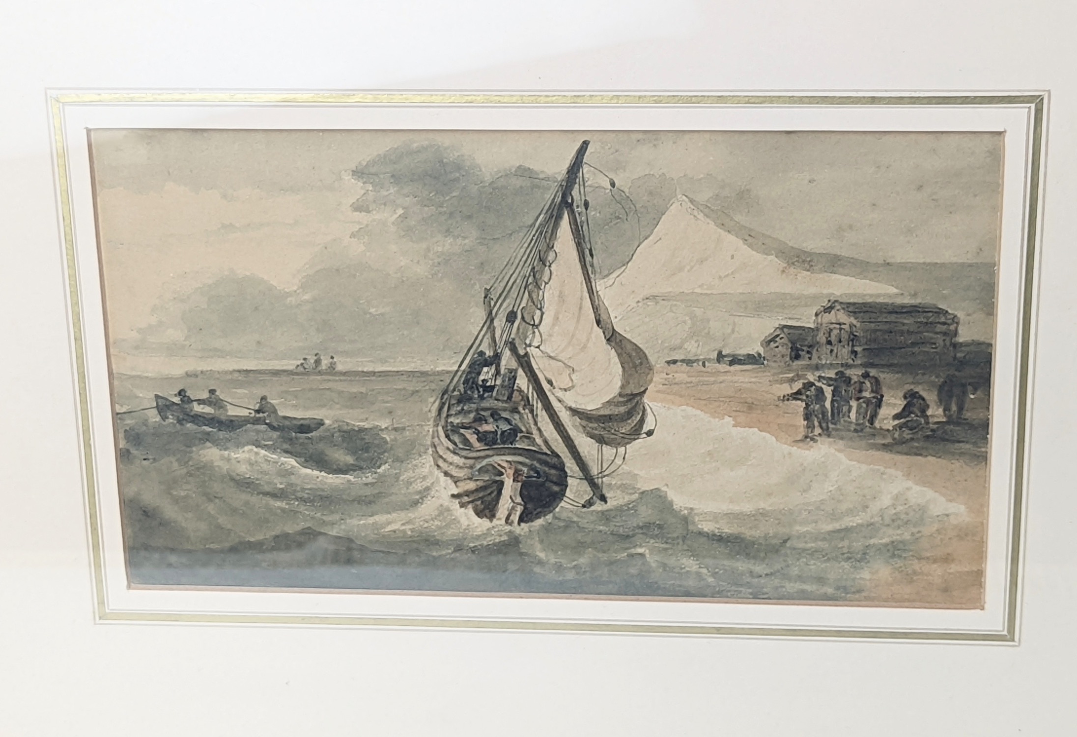 19th century British School, maritime scene, watercolour - Image 2 of 2