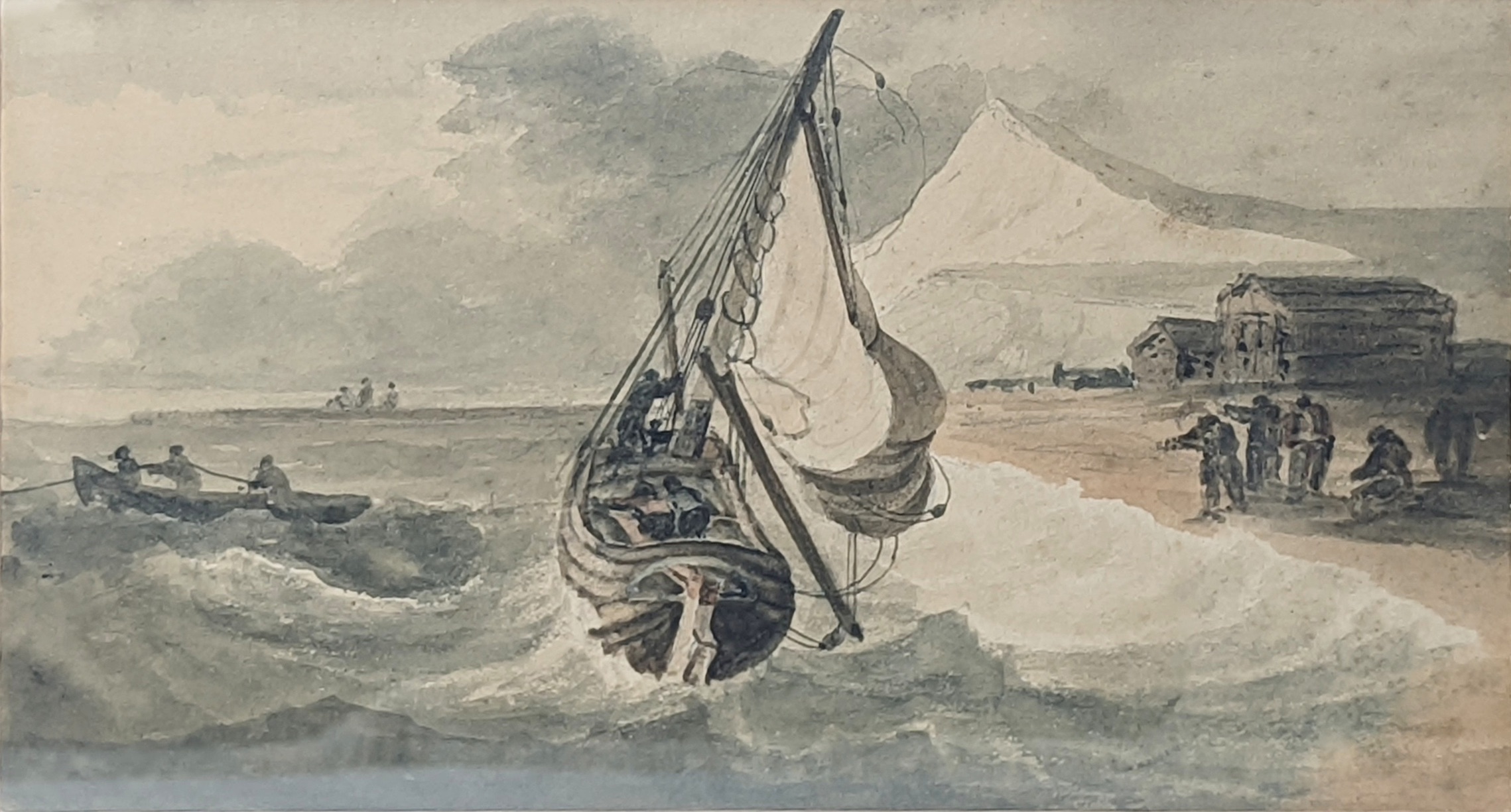 19th century British School, maritime scene, watercolour