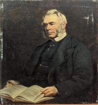 Early 20th century British School, portrait of a gentleman reading, oil on canvas, H.92cm W.71cm