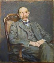 Early 20th century British School,portrait of a seated gentleman, pastel drawing on paper, signed