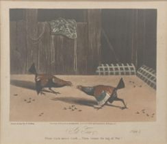 N.FIelding, a set of four 19th century cock fighting prints, 15cm x 20cm