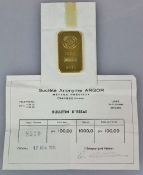 Goldbarren 100 Gramm bez. "ARGOR S.A. CHIASSO 1000 ESSAYEUR FONDEUR", Nr. 8510 von 1961