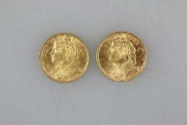 Schweiz, 2 Goldmünzen 20 Franken, Vreneli 1935