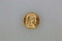 Frankreich, Goldmünze 20 Francs 1908