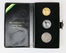 Brasilien, Münzset der Banco Central do Brasil. 300 Cruzeiros Gold 1972
