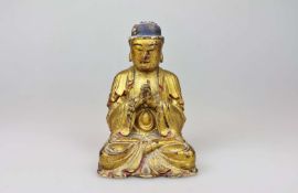 Japan, sitzender Buddha aus Holz, vergoldet, wohl Anfang/Mitte 19 Jh..