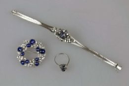 14K WG Schmuckset mit Brillanten und Farbsteinen