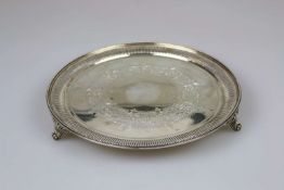 Servierplatte Sterling Silber auf 3 Füßen