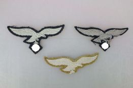 Luftwaffe, 3 Brustadler aus Stoff