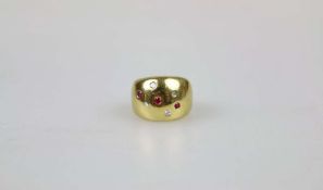 14K Bandring mit Farbsteinen und Brillanten