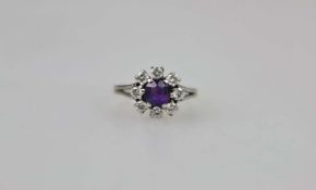 14K WG Ring mit Amethyst und Brillanten