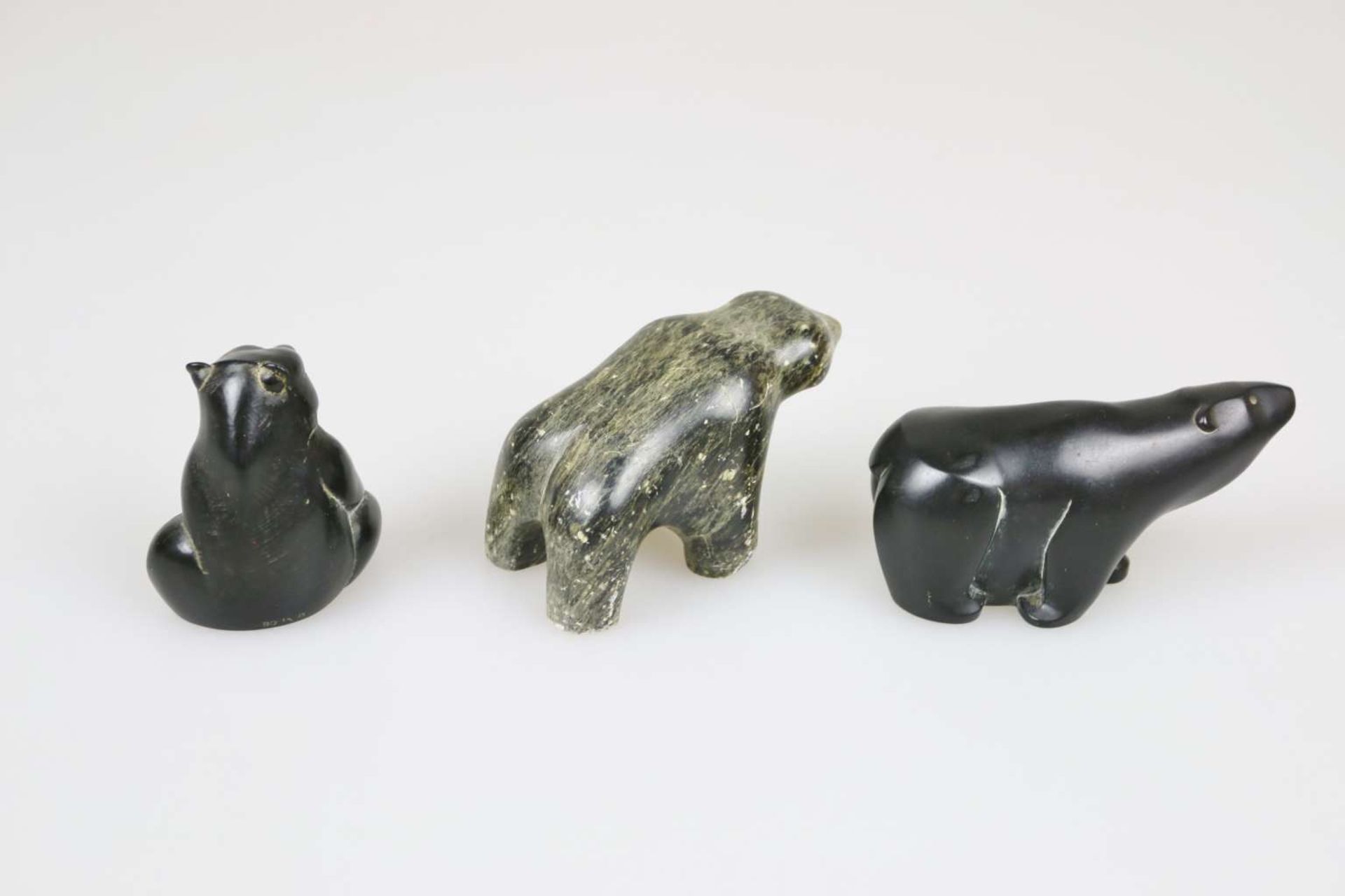 3 Bären Steinfiguren, Inuit-Kunst - Bild 2 aus 5