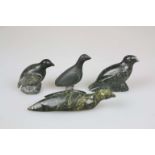 4 Steinfiguren, Vögel, Inuit-Kunst