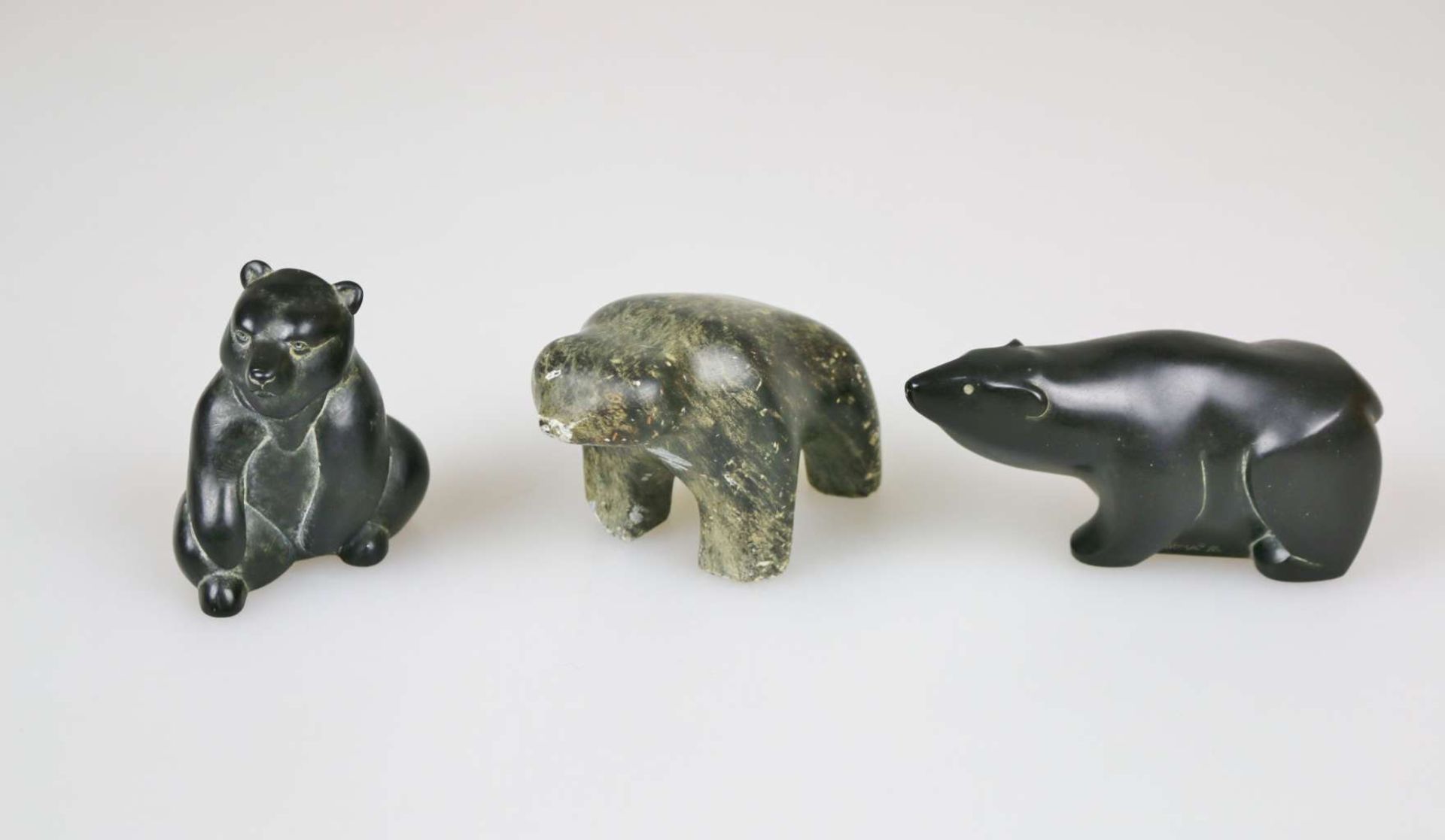 3 Bären Steinfiguren, Inuit-Kunst