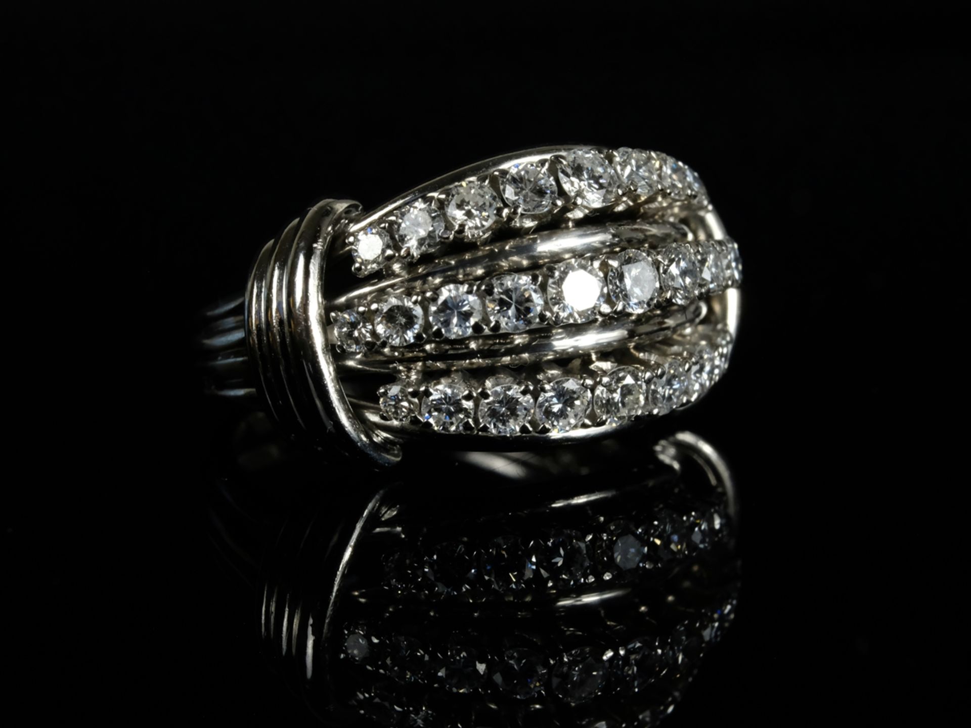 DIAMOND RING face set with three rows of nine diamonds each and eleven in the centre, around 1.00ct - Image 2 of 3