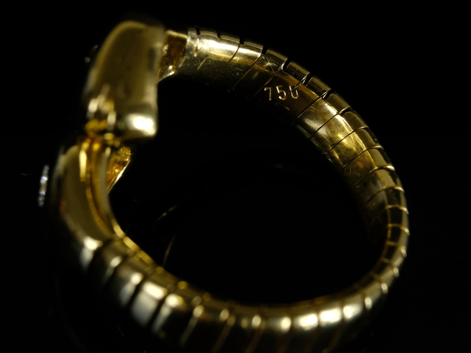 SNAKE RING set with a brilliant-cut diamond on each of the snakeheads, total around 0.30ct, approx. - Image 2 of 2