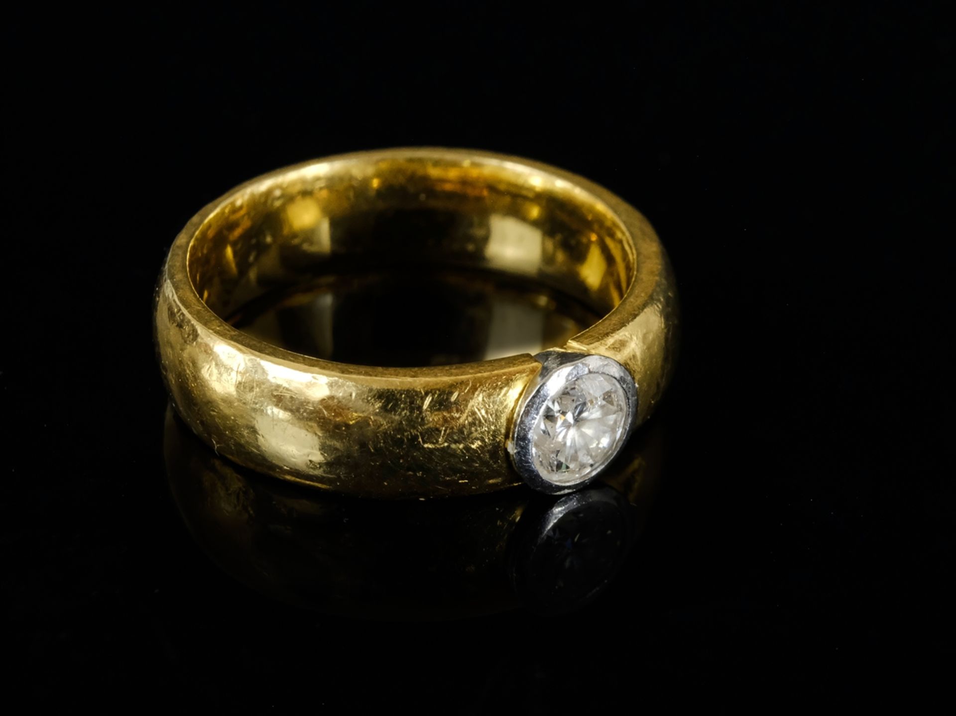 SOLITARY Brilliant ring, diamond around 0.45ct, w/p, 750 yellow gold, size 56.5, 9.4g