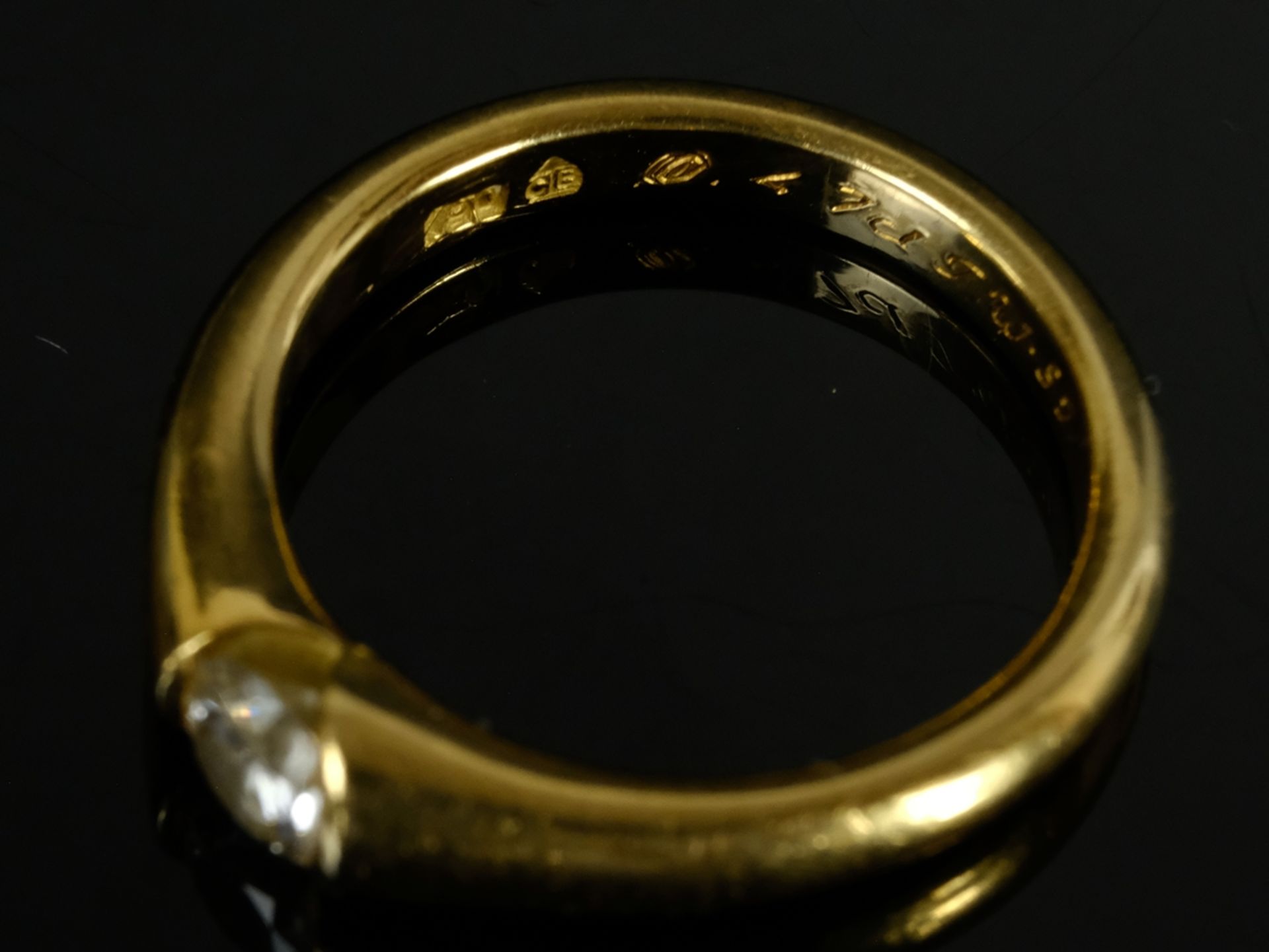 SOLITÄR Bucherer Brillant-Ring, um 0,47ct, tw/si, Gr. 55, 6,47g, 750 GG - Bild 3 aus 3