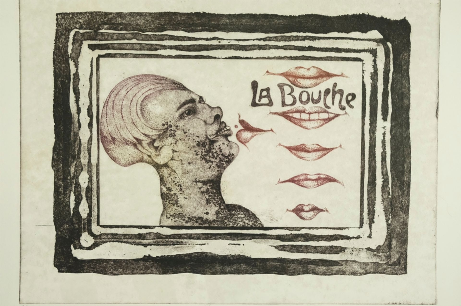EGGERS W.P. Eberhard "La Bouche", zu Deutsch der Mund, Abbildung eines Kopfes mit vollen Lippen, da