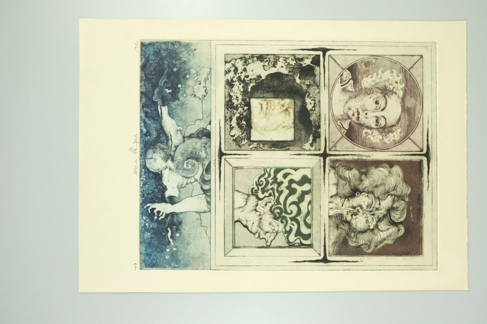 EGGERS W. P. Eberhard "Ungleiche Metamorphose", Blatt ist unterteilt in vier Quadrate und einen Län - Image 2 of 6
