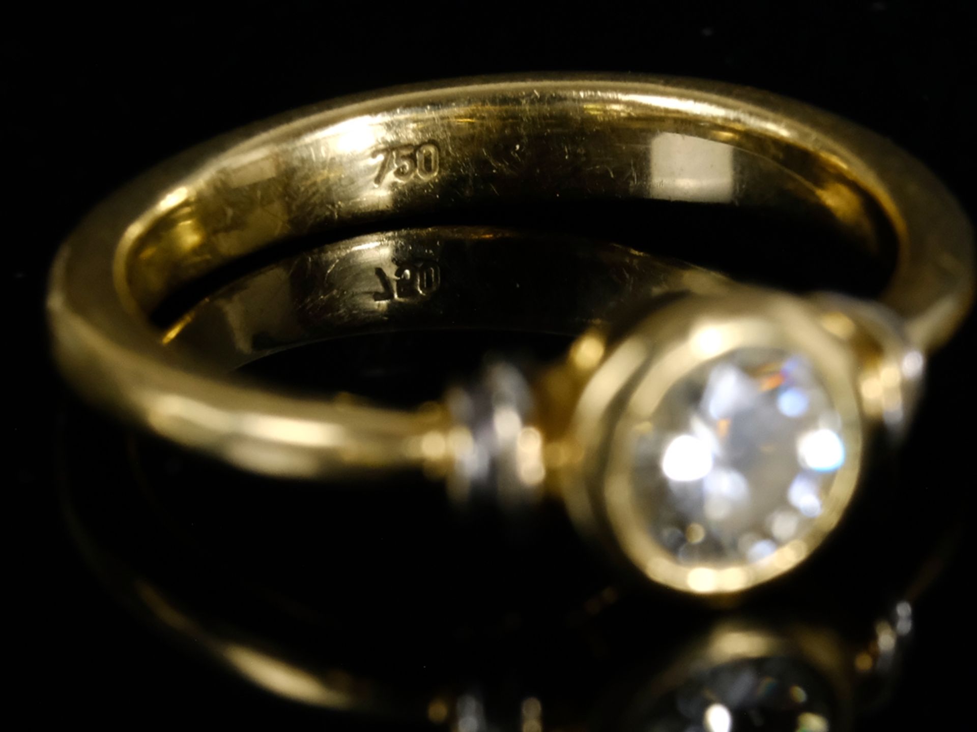 SOLITÄR Brillant-Ring, bicolor, um 0,50ct, in runder Fassung, 5,19g, 750 GG - Bild 4 aus 4