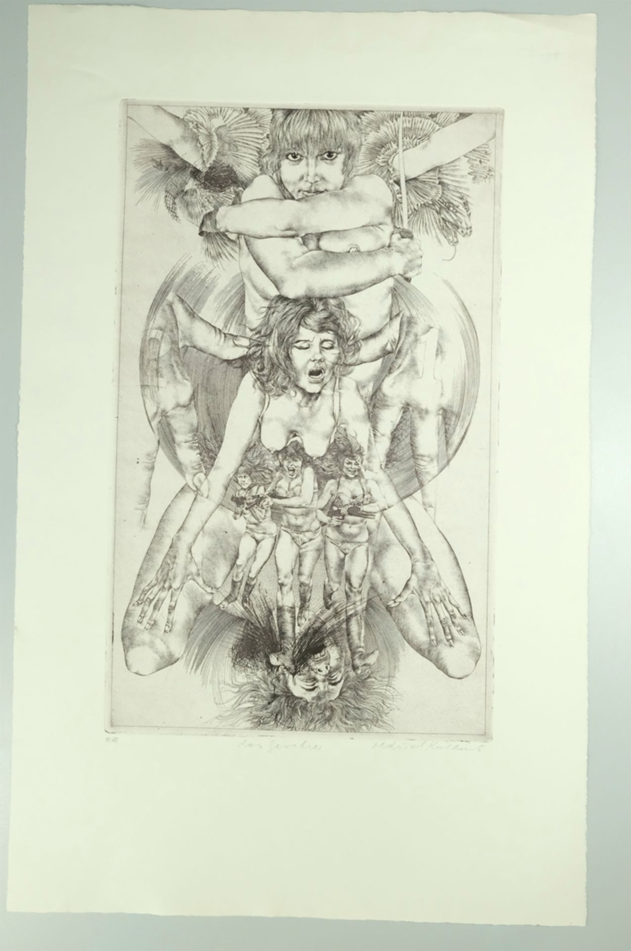 KULHANEK Oldrich "Das Geschrei", Darstellung mehrere Frauen, schreiend, teilweise bewaffnet, Radier - Image 2 of 5
